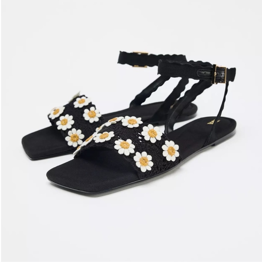 Zara Crochet Floral Sandals